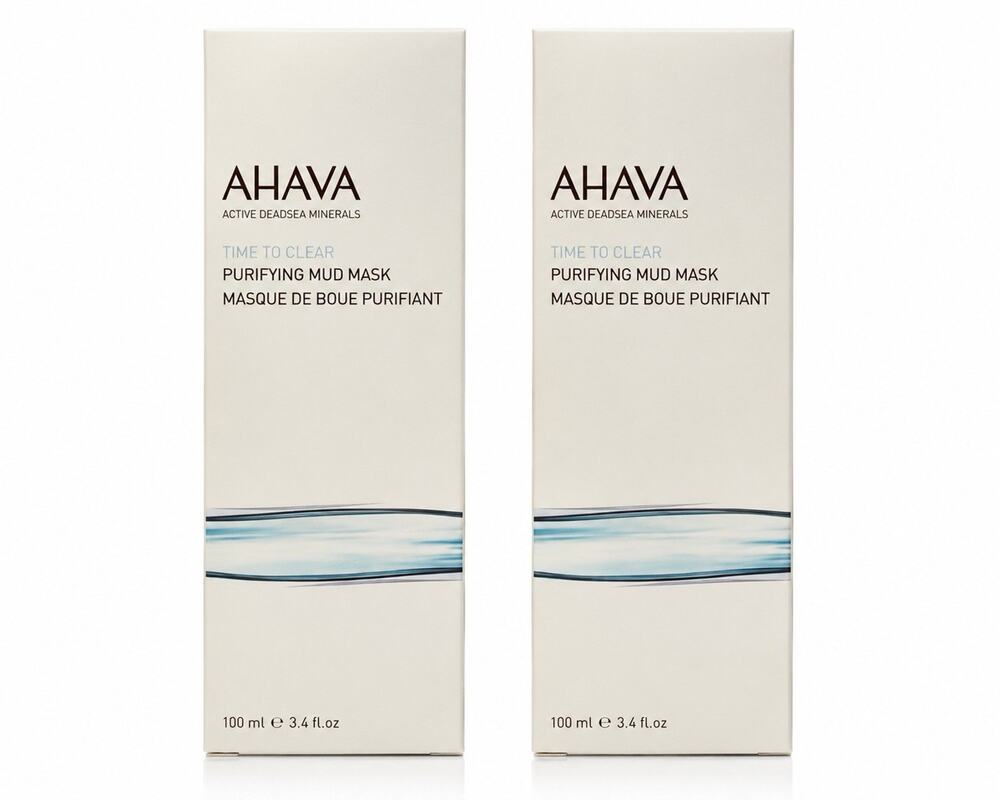 AHAVA Time To Clear Purifying Mud Mask 3.4 fl oz Duo Set 2 Pack